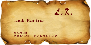 Lack Karina névjegykártya